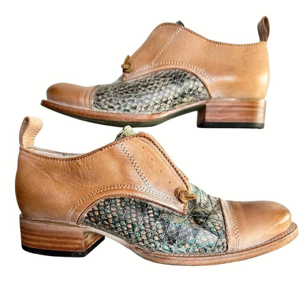 Freebird By Steven Mabel Oxfords Womens Size 8 Turquoise Multi Tan Leather